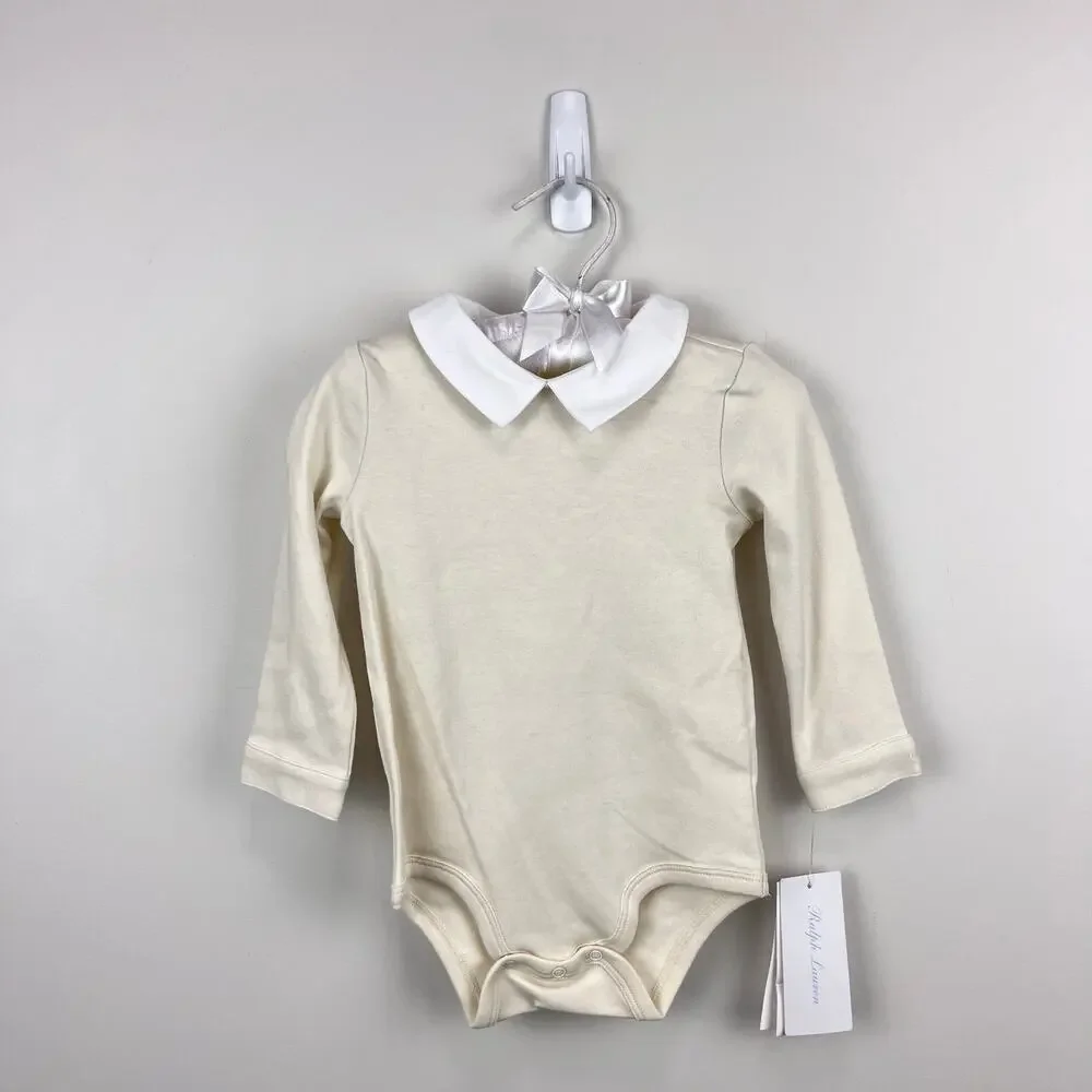 Ralph Lauren Cotton Bodysuit & Plaid Overall Set 6-9 Months NWT